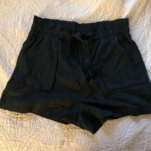 Black high tie waist shorts